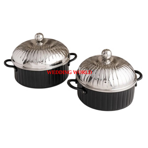 Ensemble de trois pots isolés en métal au design autocollant Qualité supérieure Nouvelle arrivée Casserole Classique Élégant Chauffe-aliments en métal fantaisie - Product Image 3