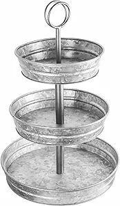 Elegante Soporte de Servicio de Metal Galvanizado de Tres Niveles, Ecológico, de Gran Capacidad, para Postres, Aperitivos y Bocadillos - Product Image 2