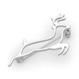 Broche cerf en argent sterling Jeulia avec accents de zircon et de diamants, design floral plaqué or, pour cadeau de mariage ou de fête - Product Image 3