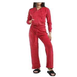 Ensemble 2 pièces décontracté personnalisé pour femmes sweat à capuche brodé et pantalon plat en velours survêtement d'hiver avec motif uni décoratif - Product Image 3