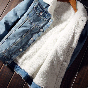 <b>Men's</b> <b>Jackets</b> New Style OEM Sherpa Fleece Denim Jeans Cotton Collared Button Casual Wholesale Custom <b>Fur</b> Jeans Denim <b>Jacket</b> - Product Image 4