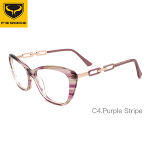 Feroce Cat Eye Acetate kim loại Kính mắt khung kính khung kính quang học thiết kế mới kính - Product Image 5