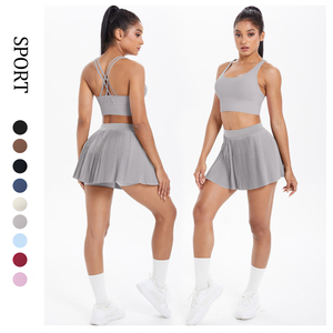ชุดเสื้อและกระโปรงอัดจีบของผู้หญิงชุดเล่นกีฬาและออกกำลังกายโยคะระบายอากาศได้ดีชุดเล่นเทนนิสฤดูร้อน - Product Image 2