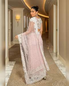 Nuevo 2024 último diseñador de alta demanda suave mariposa red Saree con 5MM Multy y lentejuelas bordado trabajo venta completa proveedor - Product Image 6