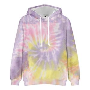 Vente en gros Hiver Hommes Tie Dye Hoodie Street Fashion Polaire Pull Sweat Manches Longues Cordon Poches Impression en Relief - Product Image 5