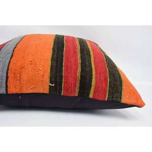 24x24 Inch Multicolor Kantha Patchwork Wool Pillow Vintage Pattern Woven Decorative <b>Cushion</b> - Product Image 5