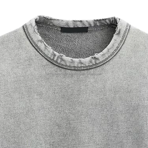 HLD24003MS Sweat-shirt à capuche pour homme, coupe ample, lavage personnalisé, effet délavé, sweat-shirt délavé, coupe courte - Product Image 3