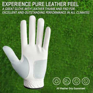 Guantes de golf con estampado de tela de una mano calificados Guantes de golf de cuero sintético con paquete de piel de oveja - Product Image 6