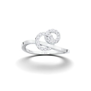 0.15 carats E-F/VVS-VS Moissanite diamant rond infini pavé bague de fiançailles en argent pour elle - Product Image 1