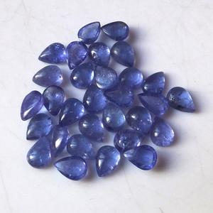 Tanzanite bleue naturelle en forme de poire Cabochon coupe 4x5mm pierre précieuse en vrac pour bijoux - Product Image 2