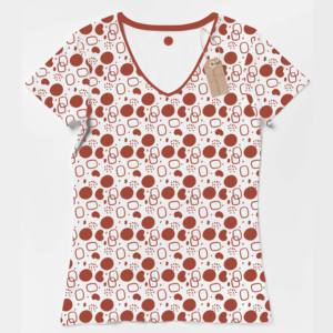 T-shirts pour femmes à col en V imprimés sur toute la surface, 100% coton, logo personnalisé imprimé, fibre de bambou compressée, prix bas, provenance du Bangladesh - Product Image 6