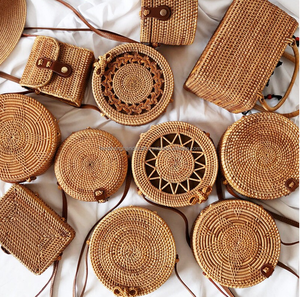 Articles mignons pour filles, petit sac en rotin tissé à la main avec poignée | Panier de pique-nique de taille Mini, sac en paille pour le quotidien - Product Image 1