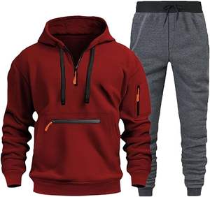 ชุดกีฬาสองชิ้นสำหรับผู้ชายชุดเล่นกีฬาแบบมีสไตล์ผ้าใส่สบายทนทานผลิตจากโรงงาน - Product Image 5