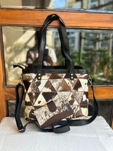 Nouveaux vrais cheveux faits à la main élégants sur cacher la fourrure en cuir soirée femmes sacs fourre-tout à bandoulière et cheveux élégants sur cacher des portefeuilles ensembles combinés - Product Image 3