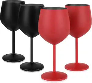 2024 toptan en iyi fiyatlar yüksek kalite paslanmaz çelik Set şarap bardakları gümüş içme Bar cam kokteyl şarap kadehler