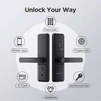 Serrure intelligente biométrique WiFi Tuya pour portes en verre/aluminium/bois/acier, capacité de 50 empreintes digitales et 100 mots de passe, modèle H05