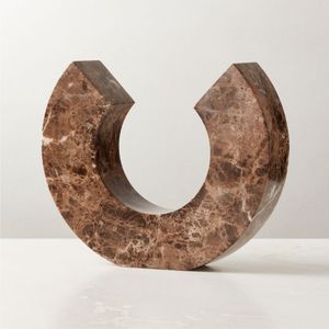 Sculpture de table décorative en marbre pour décoration de bureau Sculpture en granit de forme ronde Ton de marbre naturel - Product Image 1