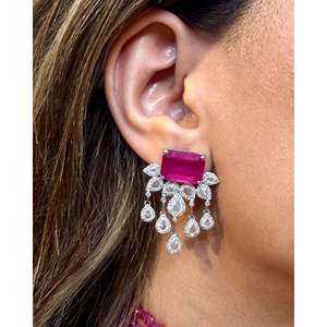 Fashion Drop Earrings <b>Frida</b> Ruby Statement Jewelry - Product Image 2