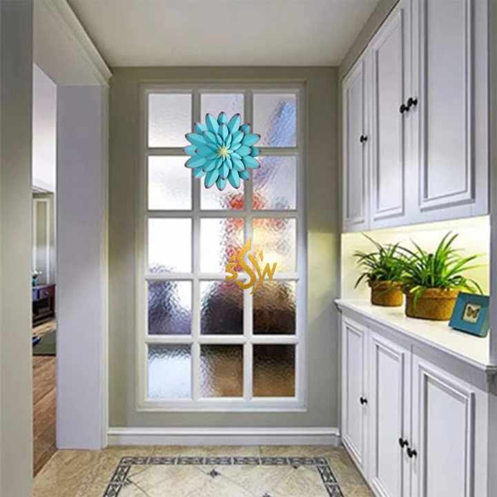 Fancy Design Wall Art Metal Wall Hanging Decor Blue Color Floral Handmade Modern Decorative Cafe and Hotels Wall Mounted Art