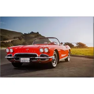 Impression sur toile de la Corvette rouge classique Fida sur route côtière - Product Image 6