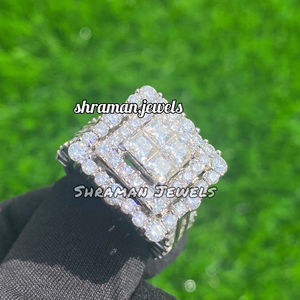 Bague de fiançailles pour homme en argent sterling 925 massif, sertie de moissanite glacée, style hip-hop, pour lui - Product Image 2