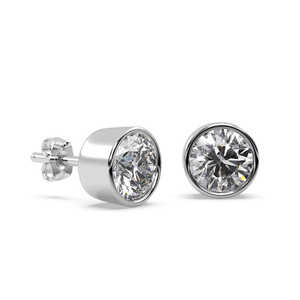 Boucles d'oreilles en or blanc 14 carats avec diamants sertis en bélière 0,33 ct H-I SI2-SI3 - Product Image 2