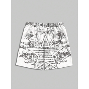 Pantalones cortos holgados informales con cintura con cordón de calidad Beat para vacaciones Street Life pantalones cortos con estampado de palma para hombres - Product Image 4