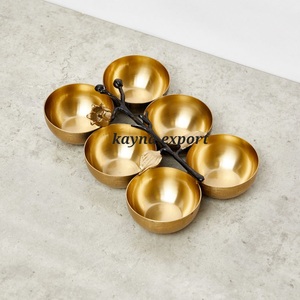 Nouvel ensemble de 6 bols de service modernes de luxe en acier inoxydable non revêtu, motif papillon noir, écologiques, pour fruits secs et dattes - Product Image 5