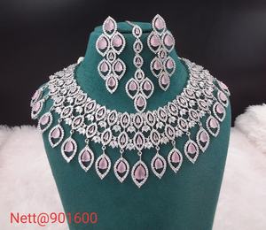 Elegante conjunto de collar y aretes AD para mujer, perfecto para fiestas de novia y celebraciones festivas - Product Image 5