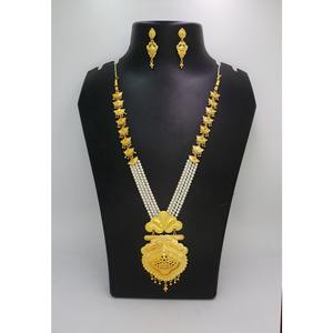 Ensemble de bijoux collier avec boucles d'oreilles en laiton pur plaqué or de haute qualité Uae Dubai collier design ensemble de bijoux collier - Product Image 1