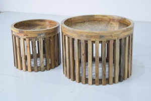Ensemble de table basse ronde en bois de manguier massif durable pour la maison, hôtel et restaurant, meubles de salon, prix de gros - Product Image 4