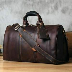 Large Capacity Men's Handbag High-Grade Genuine Leather Travel Bag with Zipper Closure Vintage <b>Style</b> for Business Use - Product Image 2