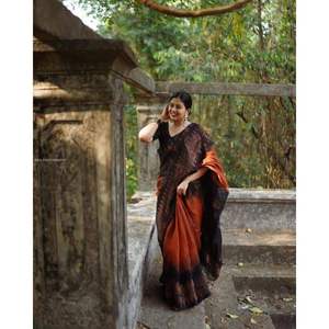 Cotton Slub SILK Saree <b>Party</b> Wear Indian Wedding Latest Designer Cotton Silk Saree with Blouse Woman Wear - Product Image 3