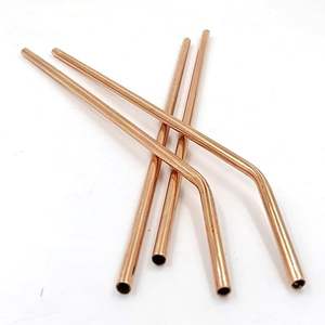Pailles en cuivre massif droites, pailles à boire en cuivre réutilisables, paille en métal cuivre uni, paille à boire en cuivre pour bar - Product Image 2