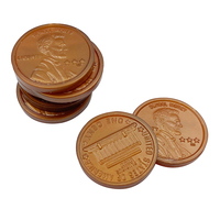 PLOMA Lot de 100 pièces de monnaie éducatives en cuivre de 1 cent USD pour enfants de 2 à 4 ans et de 5 à 7 ans, non toxiques, en plastique durable, avec sac zippé