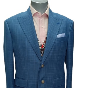 Unisexe sur mesure luxe mince plissé avant costumes d'affaires 100% laine anti-rides respirant bouton simple boutonnage veste d'été - Product Image 1