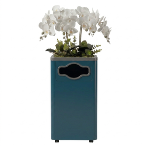 Poubelle commerciale TH-CTC-004 bleu sarcelle foncé de qualité supérieure avec arrangement de fleurs artificielles pour hall d'hôtel et bureau - Product Image 2
