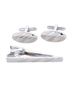 Elegant High Quality Formal Sterling Silver Cufflink <b>Tie</b> Bar Set Crown Detail for Wedding Anniversary <b>Christmas</b> Parties Gift - Product Image 3