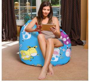 Beanbags <b>Bean</b> <b>Bag</b> Chair, X-Large-48in, Canvas Farm Animals on Blue - Product Image 4