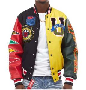 Haute qualité Letterman Varsity vestes corps en laine manches en cuir véritable grande taille manteau Varsity veste pour hommes - Product Image 2