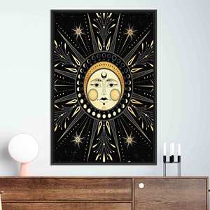 ผ้าใบพิมพ์ลายท้องฟ้า: ศิลปะการตกแต่งดวงชะตาจักรราศีผ้าใบกรอบสีดำ - Product Image 1