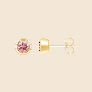 Boucles d'oreilles clous rondes serties de diamants, pour la création de bijoux, avec diamants ronds de laboratoire de 0,6 carat F-VS en or massif 14 carats - Product Image 3