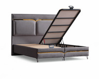 Lit ottoman de style européen avec design capitonné, revêtement en tissu, cadre en métal souple, fonctions de rangement, taille et couleur personnalisables