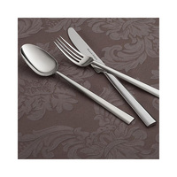 Ensemble de couverts en acier inoxydable plaqué argent, design vintage, style italien, épais, moderne, fourchette à salade à manche plat, finition miroir