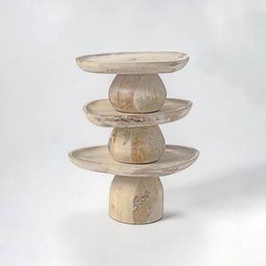 ที่วางเค้กไม้อะคาเซียสูงแบบเท้าสูงถาดไม้ทรงกลมสำหรับเสิร์ฟเค้กและผลไม้งานอีเว้นท์ - Product Image 6