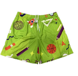 Pantalones Cortos de Baloncesto Clásicos Vintage Personalizados al por Mayor con Logotipo, de Malla de Poliéster para Hombre con Bolsillos con Cremallera - Product Image 1