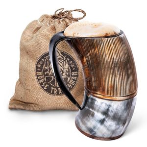 Taza de cuerno vikingo para beber de alta calidad, jarra pulida de animales y estilo náutico, artesanías naturales para venta al por mayor - Product Image 6