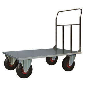 Stainless Steel Maxi Platform 1200x800 mm with Pneumatic <b>Wheels</b> <b>Caster</b> <b>Wheels</b> Product - Product Image 1