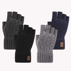 Gants mi-doigts pour hommes, en laine tricotée chaude pour l'hiver, pour un usage décontracté, cinq doigts, pour les étudiantes - Product Image 1