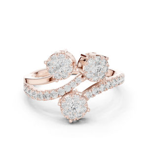 Anillo de Compromiso y Boda de Lujo para Mujer, Oro Rosa de 14K, Diamante Cultivado en Laboratorio, Corte Brillante Redondo |   Regalo Chapado en Oro con Certificado IGI - Product Image 1